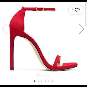 Stuart Weitzman red suede nudist sandal